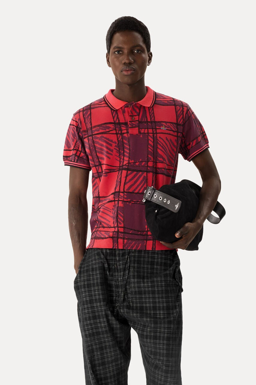 VIVIENNE WESTWOOD CLASSIC POLO RED SCRIBBLE PRINT