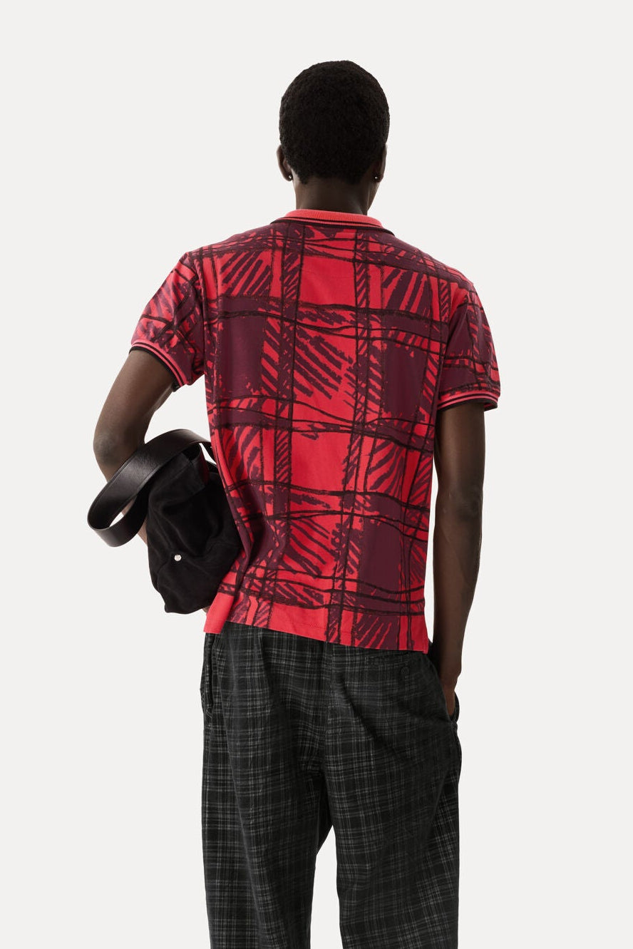 VIVIENNE WESTWOOD CLASSIC POLO RED SCRIBBLE PRINT