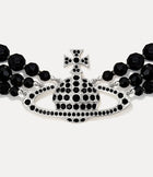 VIVIENNE WESTWOOD MESSALINE 3 ROW CHOKER BLACK AGATE LARGE ORB