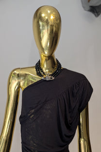 VIVIENNE WESTWOOD MESSALINE 3 ROW CHOKER BLACK AGATE LARGE ORB