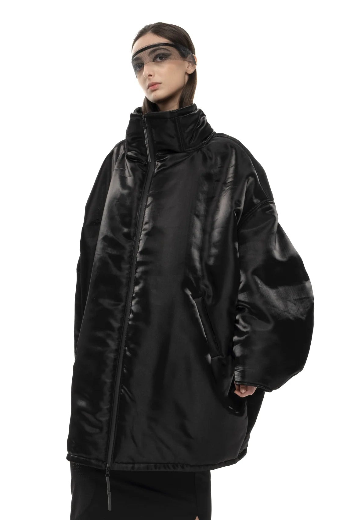 Vague Black Kaspi_Coat - Liquid metal light weigh, oversized, puffer. LiLi The First boutique NYC
