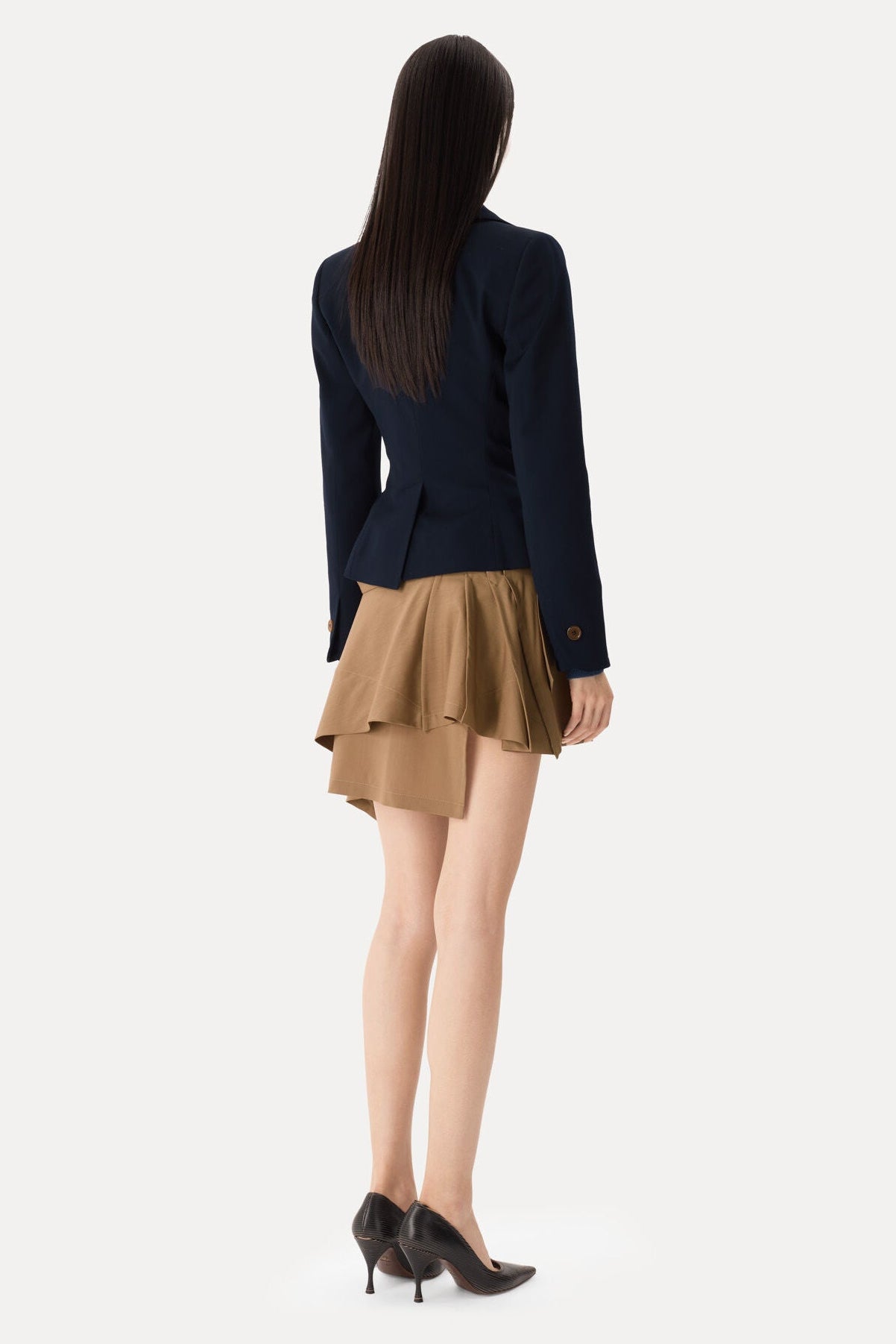 Vivienne Westwood’s signature Drunken Tailored jacket Navy blue