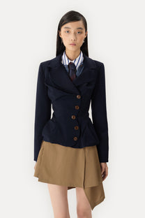 Vivienne Westwood’s signature Drunken Tailored jacket Navy blue