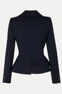 Vivienne Westwood’s signature Drunken Tailored jacket Navy blue