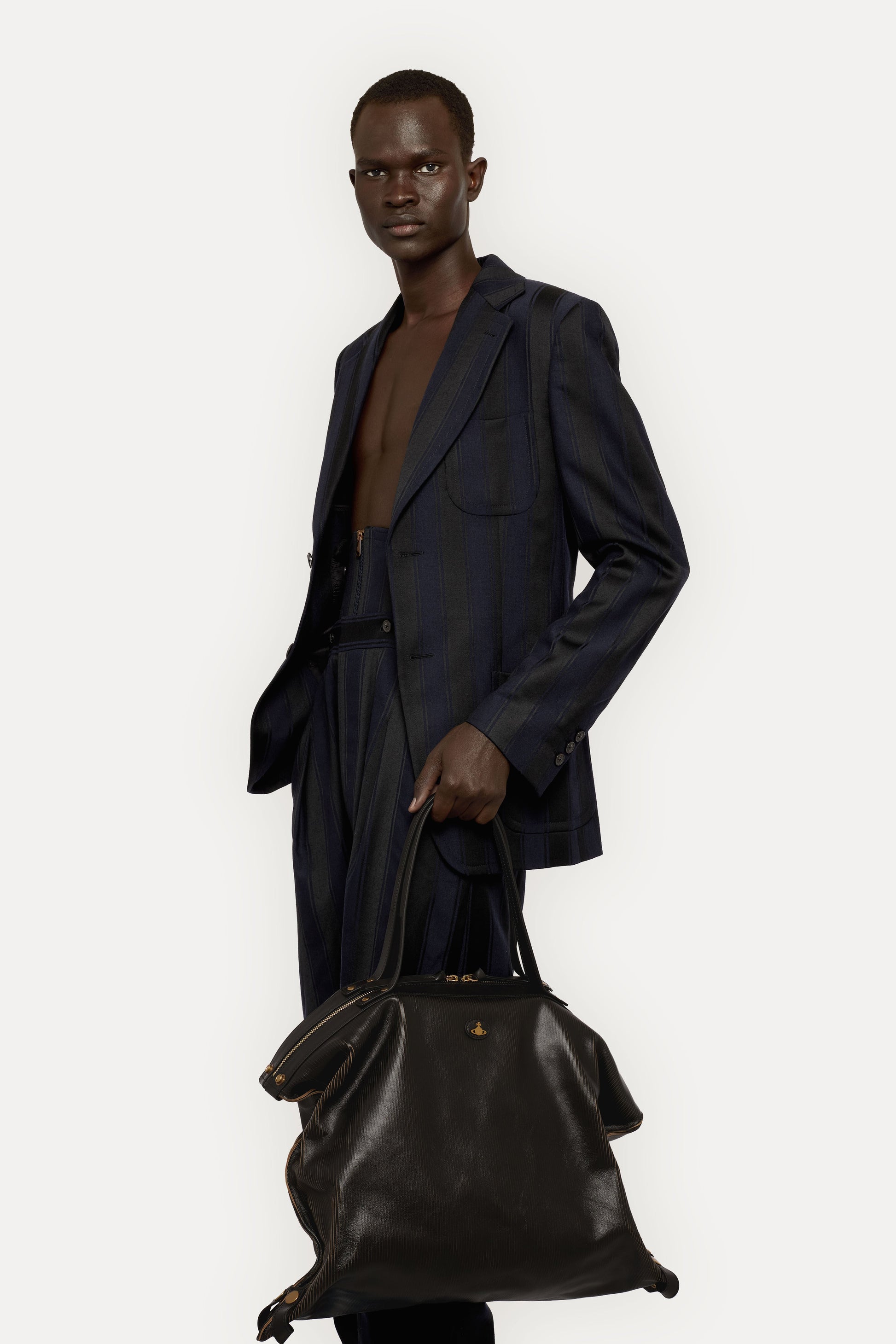 Vivienne Westwood Mara Large Holdall Bowler Tote ribbed 47010004U-L00EN_N103_4