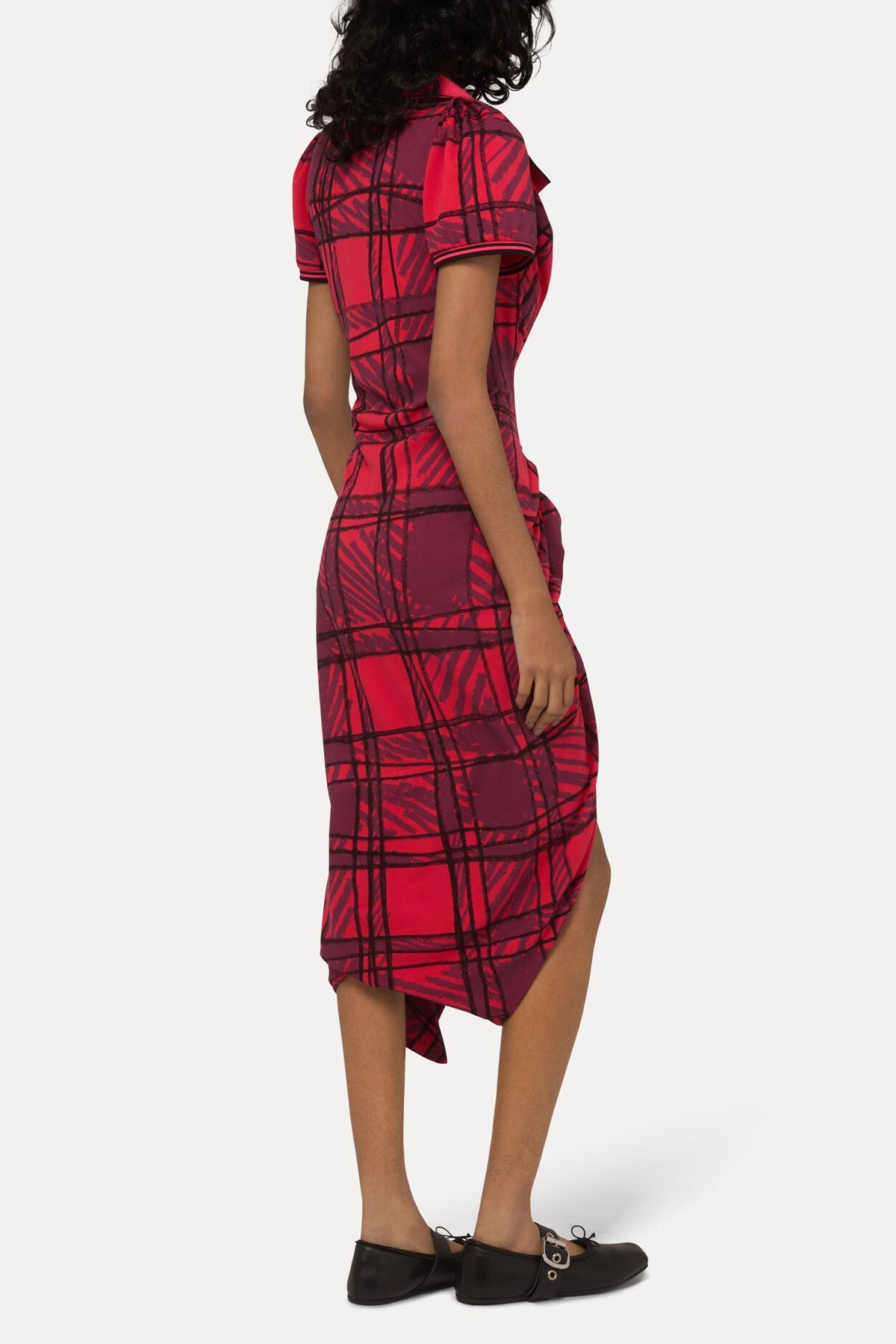 Vivienne Westwood dress - long pulling Monday - scribble check - red