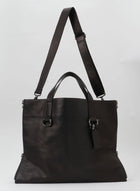 YOHJI YAMAMOTO side zip tote, laptop bag, cross body strap, black leather.