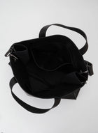 YOHJI YAMAMOTO side zip tote, laptop bag, cross body strap, black leather.