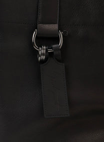 YOHJI YAMAMOTO side zip tote, laptop bag, cross body strap, black leather.
