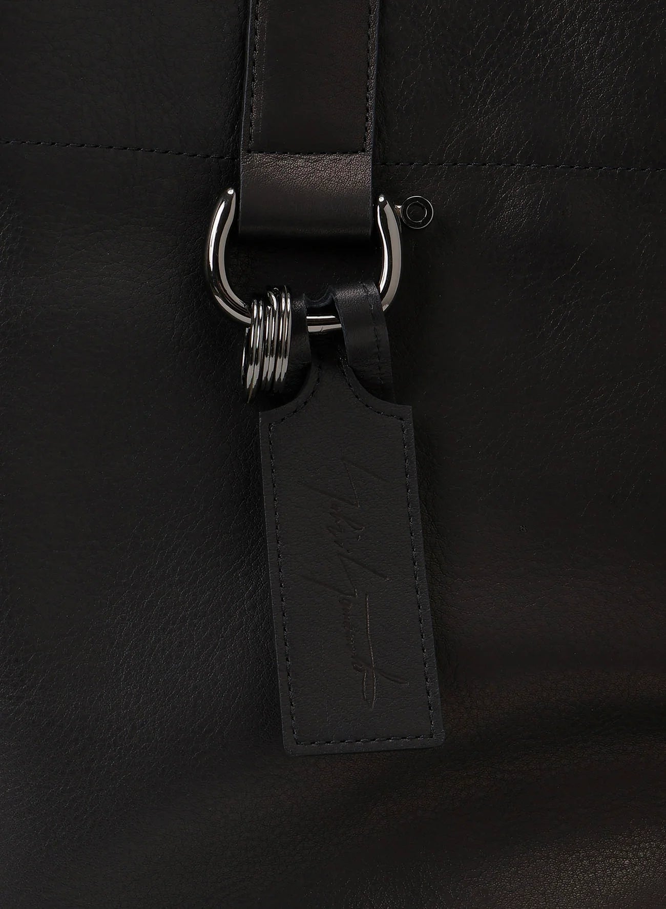 YOHJI YAMAMOTO side zip tote, laptop bag, cross body strap, black leather.