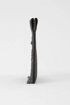 Yohji Yamamoto Discord Flat coin cards purse Pocket with a removable chain, black leather.