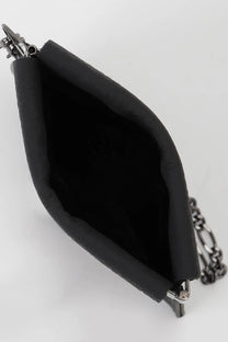 Yohji Yamamoto Discord Flat coin cards purse Pocket with a removable chain, black leather.