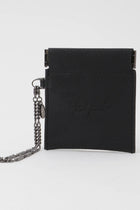 Yohji Yamamoto Discord Flat coin purse Pocket with a removable chain, black leather.
