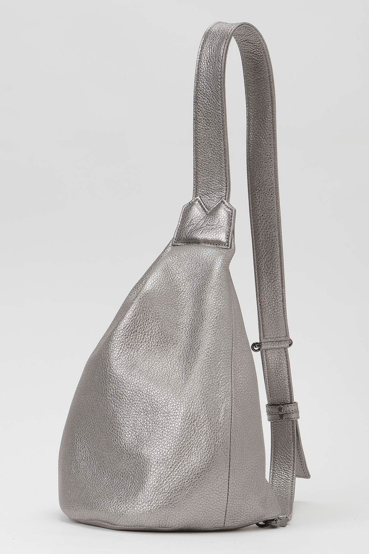 Yohji Yamamoto Dark Silver Sling Cross Body Bag. Check it out at LiLi The First boutique in NY, Meatpacking District, right by the Whitney Museum of art. 