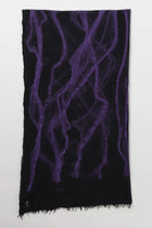 Yohji Yamamoto Silk Wool Stole Scarf with purple abstract