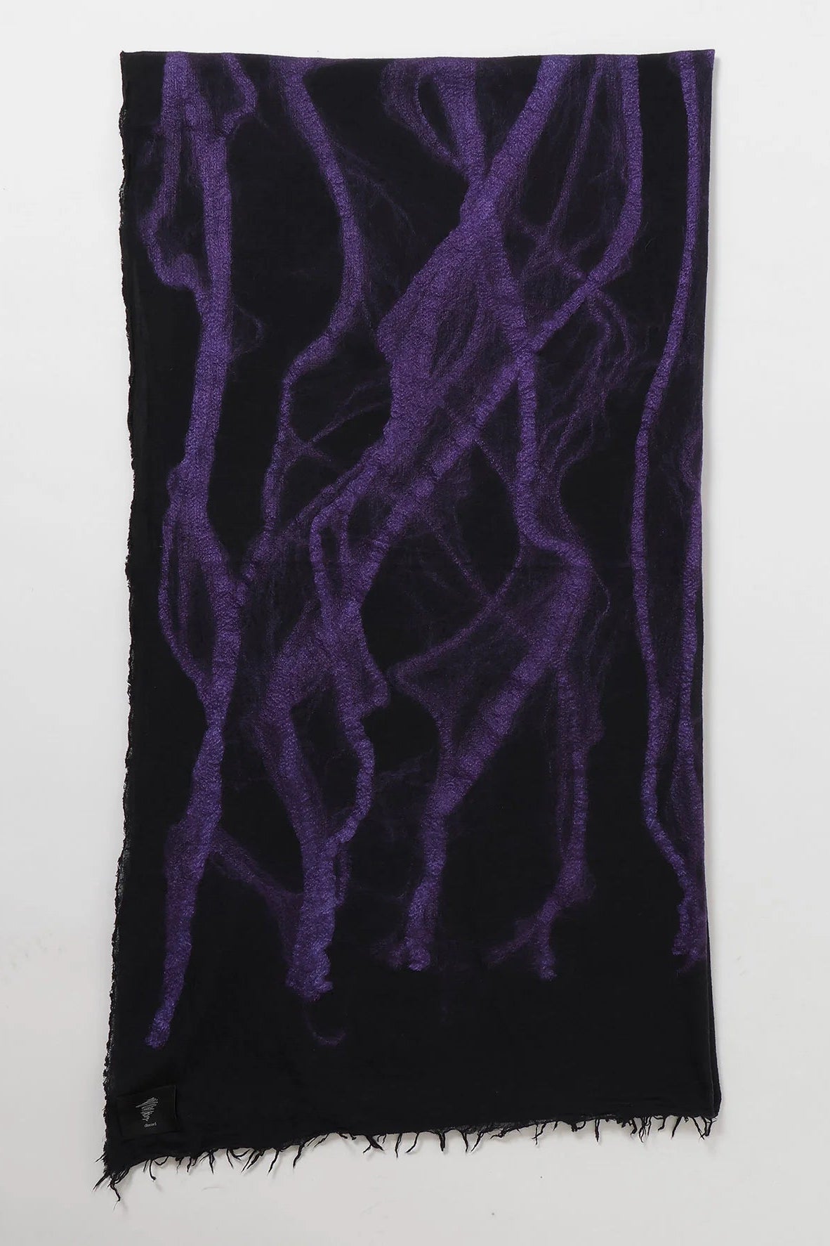 Yohji Yamamoto Silk Wool Stole Scarf with purple abstract