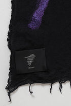 Yohji Yamamoto Silk Wool Stole Scarf with purple abstract
