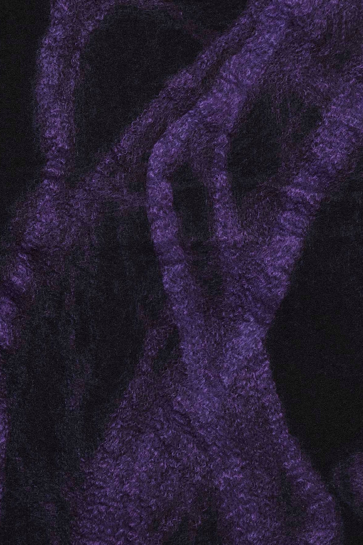 Yohji Yamamoto Silk Wool Stole Scarf with purple abstract