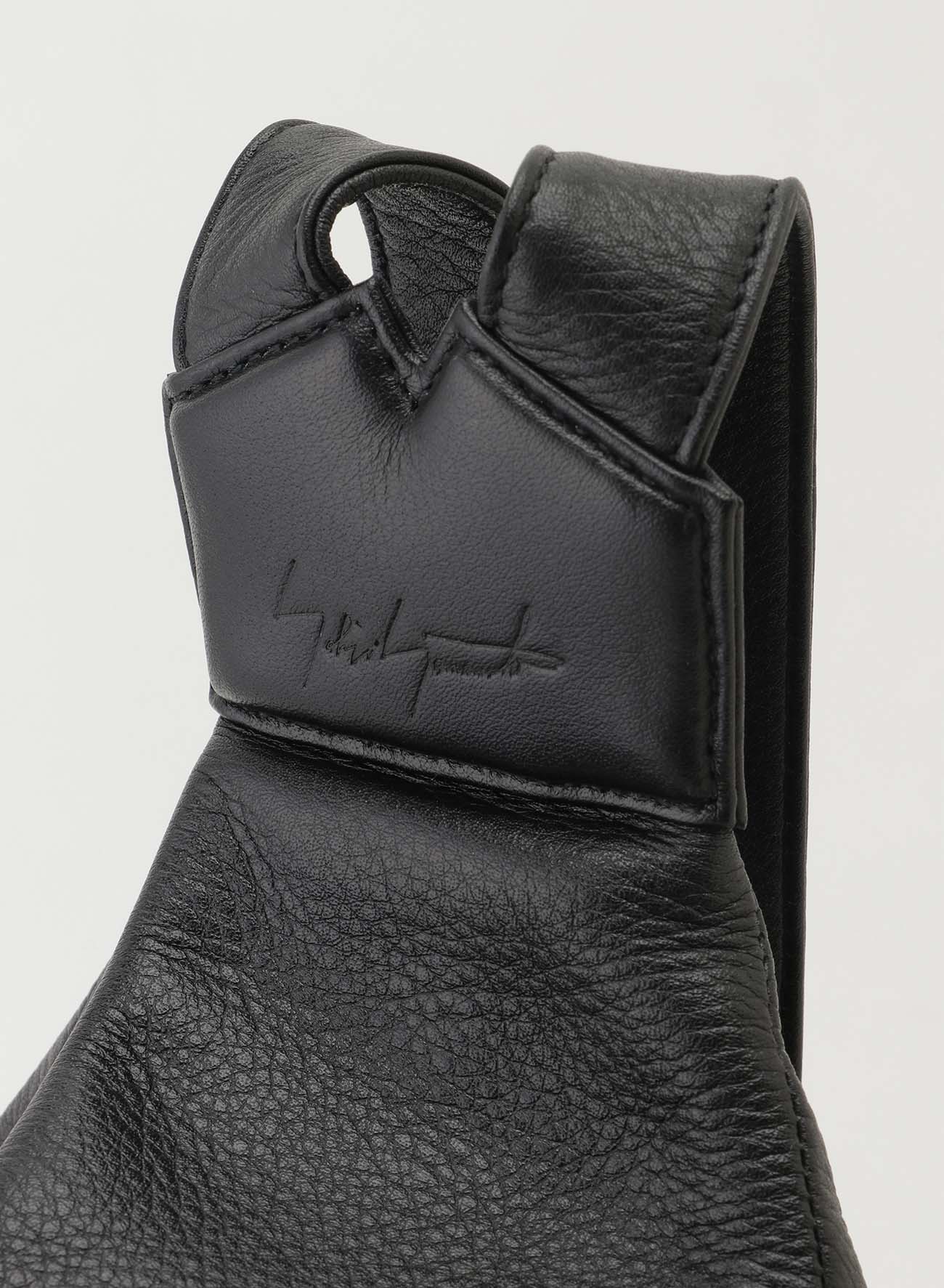 Yohji Yamamoto Discord large backpack back zipper black leathert