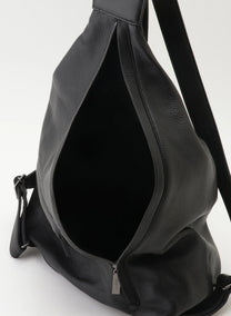 Yohji Yamamoto Discord large backpack back zipper black leather