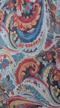 Italian Paisley Silk Scarf Multi-color Blue red