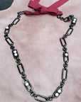 GROSGRAIN PEARLS METAL NECKLACE