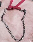 GROSGRAIN PEARLS METAL NECKLACE