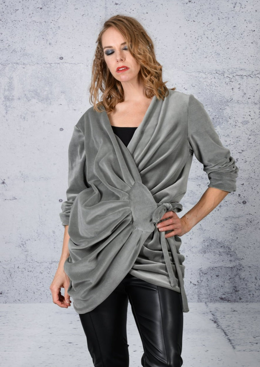 LiLi The First boutique - BARBARA-BOLOGNA-Velvet Sage Jacket Top