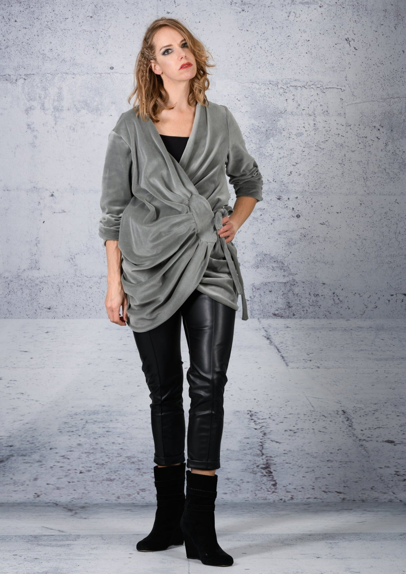 LiLi The First boutique - BARBARA-BOLOGNA-Velvet Sage Jacket Top