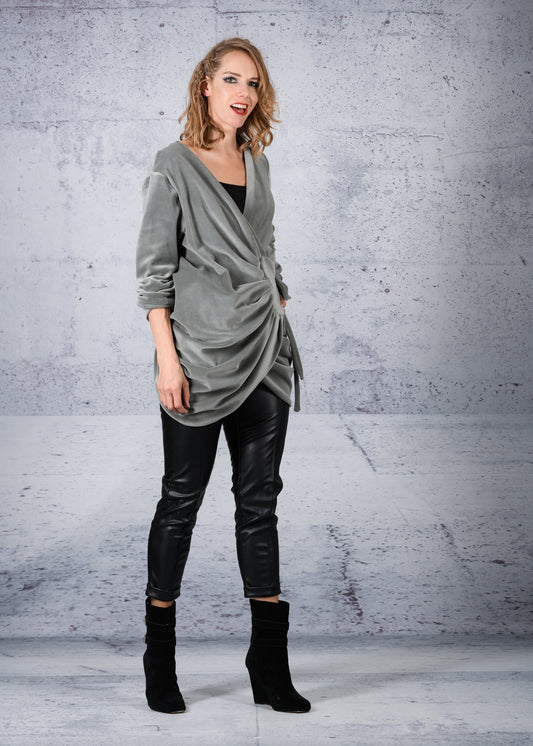 LiLi The First boutique - BARBARA-BOLOGNA-Velvet Sage Jacket Top